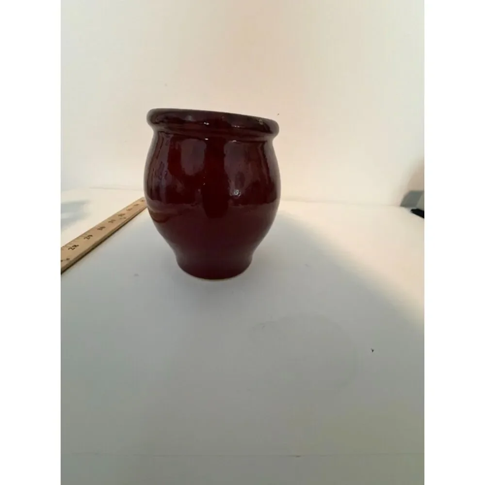 vtg oxblood glazed ceramic planter